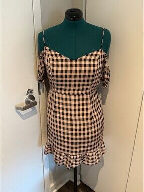 Cosmopolitan Pink and black gingham mini dress